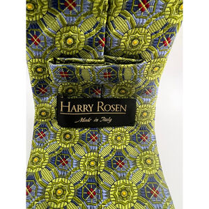 NWOT Harry Rosen Green Blue Patterned Silk Tie One Size